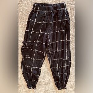 Cargo Jogger Pants Girls Size M Paris Checked Black Cotton Stretch Skater Goth
